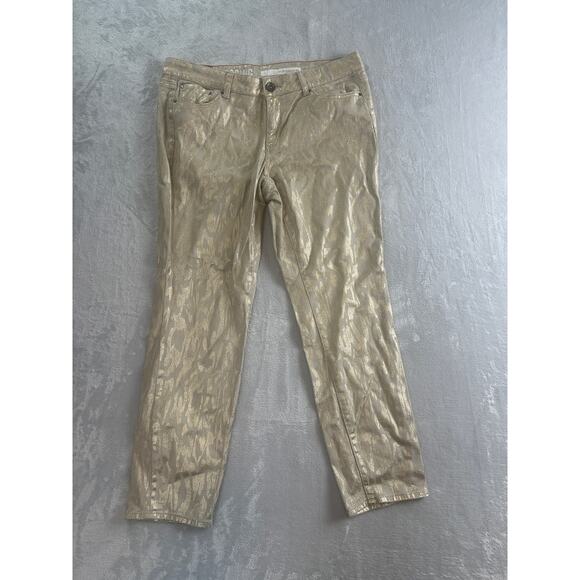 DKNY Metallic Gold Animal Print Jegging - Size 16 - Picture 1 of 7